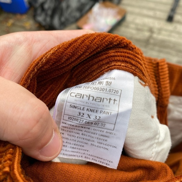 RARE Carhartt WIP Single Knee Corduroy Pants - Brandy Orange Size 32 - Picture 11 of 11